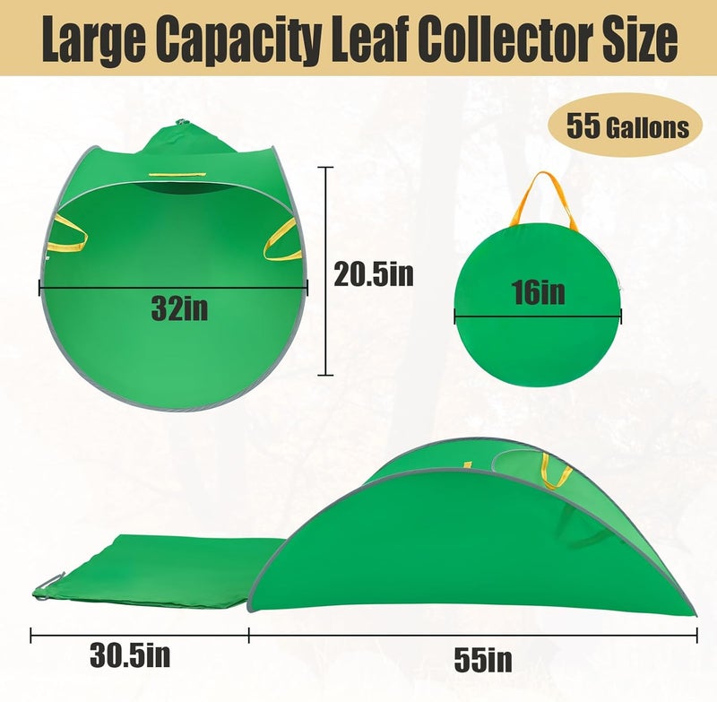 UQM Leaf Collector,Extra Large Portable Pop Up Leaf Bags, Foldable Leaf Pick Up Tools, Reusable Yard Garden Bags for Leaves Lawn Trash - Image 2